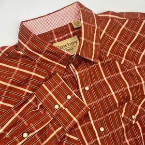 Cowboy Legend Mens 2XLT Rust Red Long Sleeve Western Pearl Snap Shirt